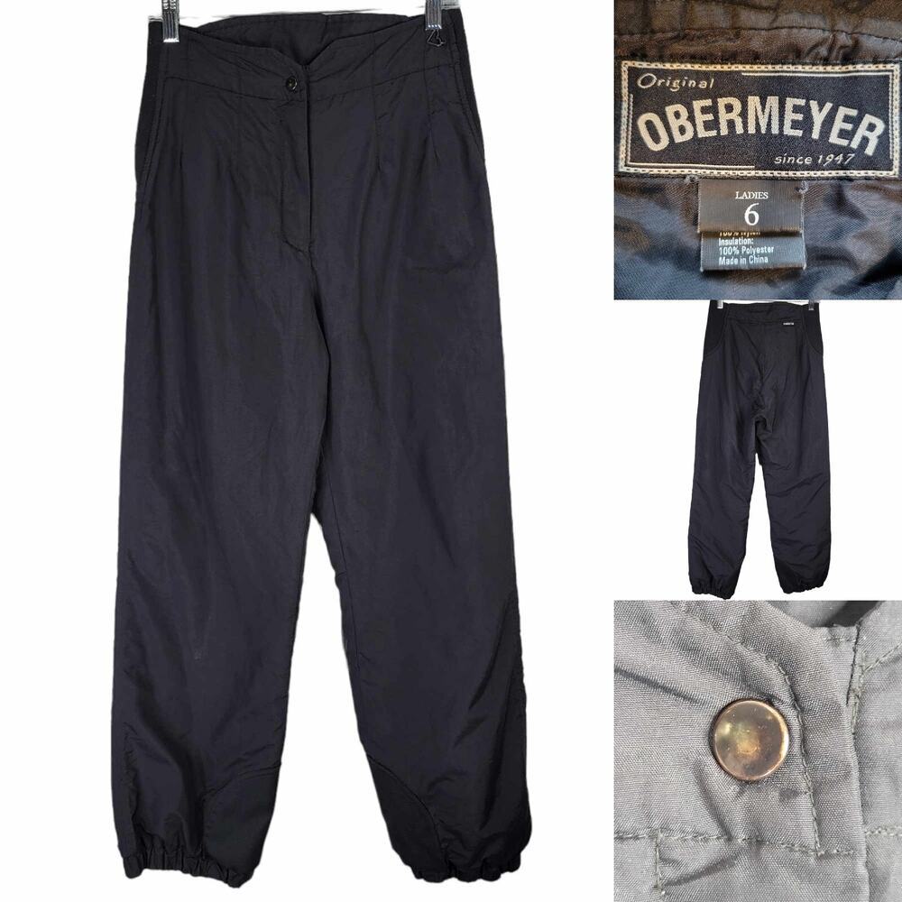 Obermeyer Ski Pants Womens Size 6 Small Black Insulated Snowboard Zip